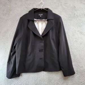 Dialogue Blazer Jacket Men's 24 Black Rayon Stretch Notch‎ Lapel Single Breasted